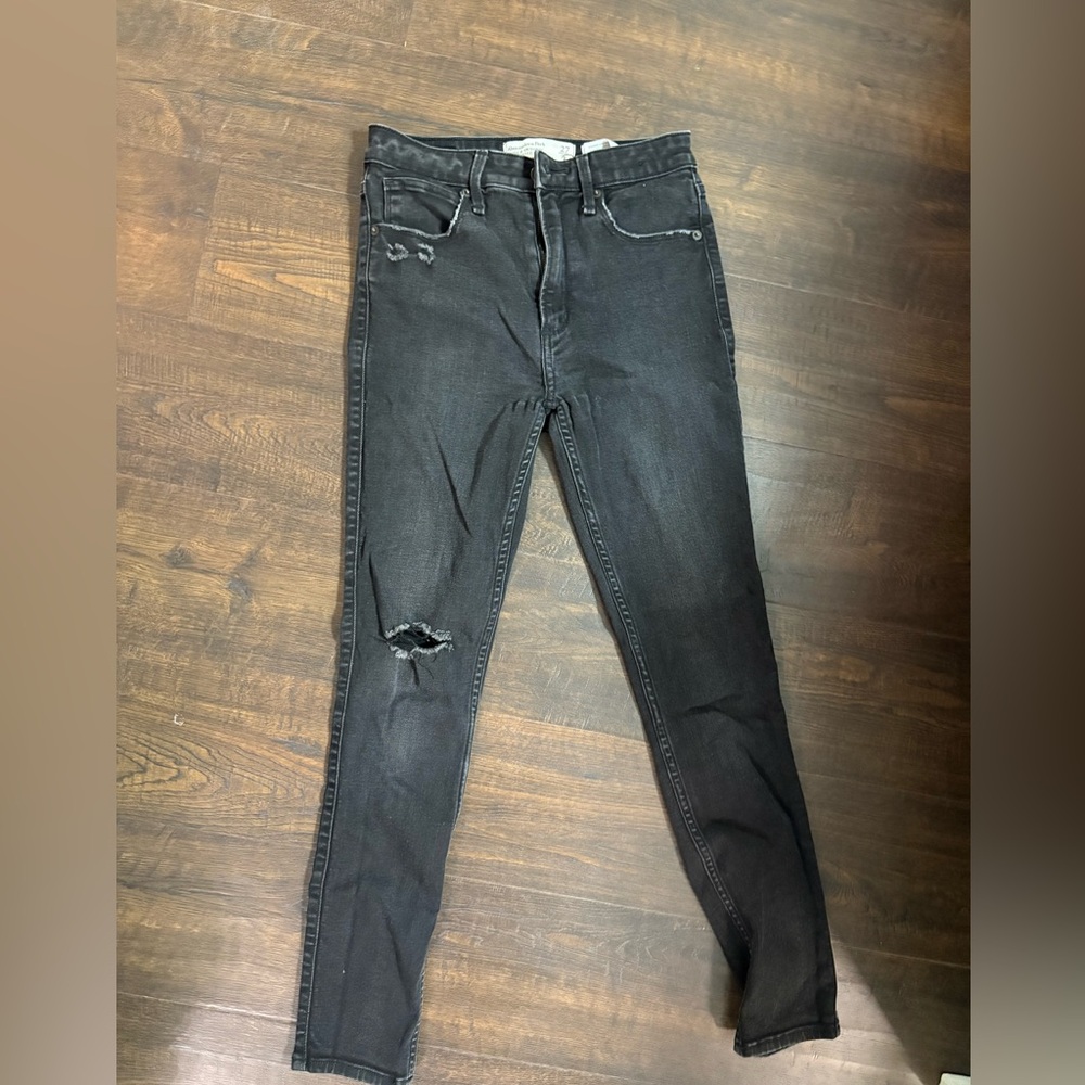 Abercrombie & Fitch Black Distressed Skinny Jeans